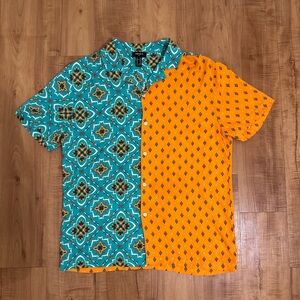 Forever 21 Blue and Orange Casual Button Down Shirts